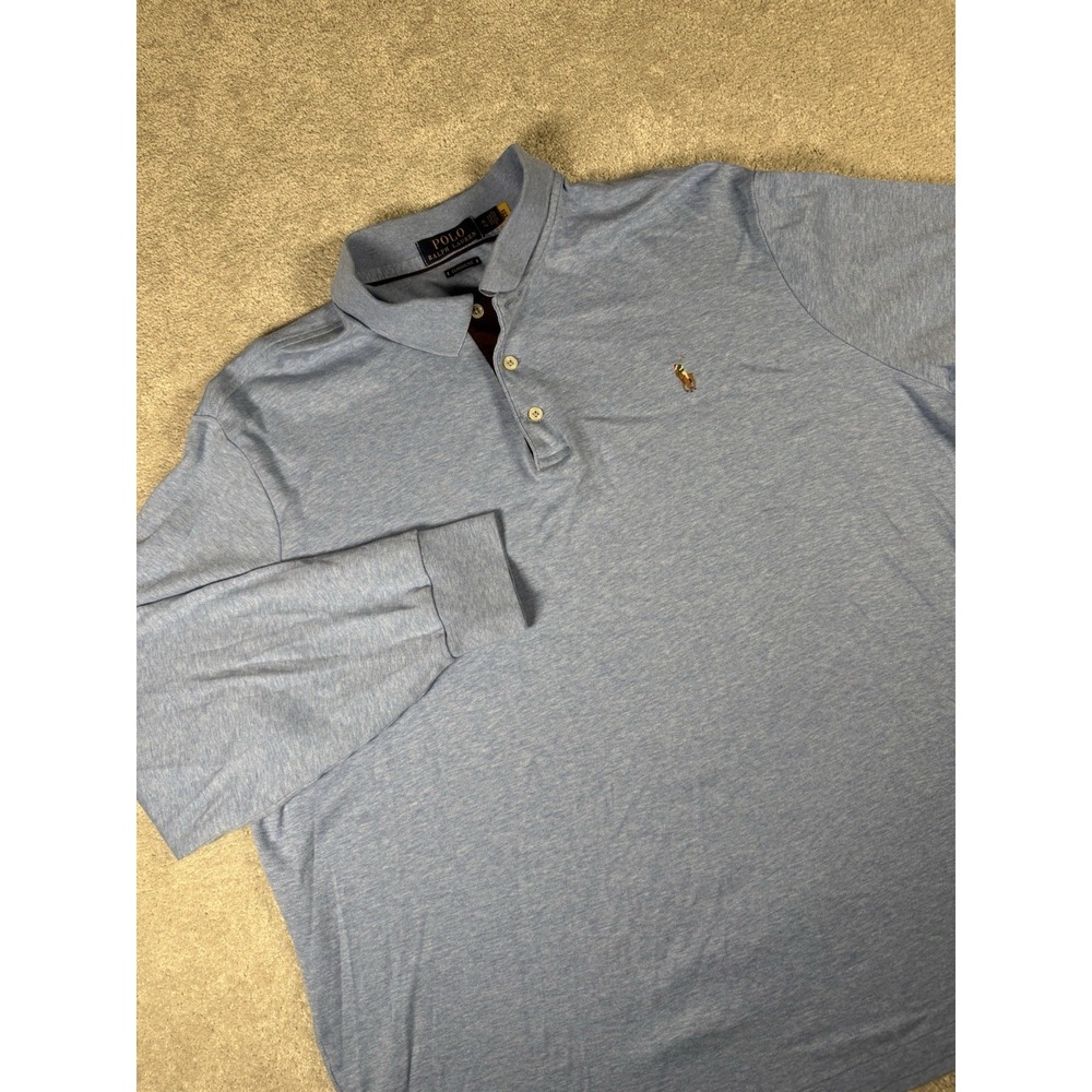 Polo Ralph Lauren Men's XL Henley Heather Blue Classic fit L/S Flesh pony Boxy